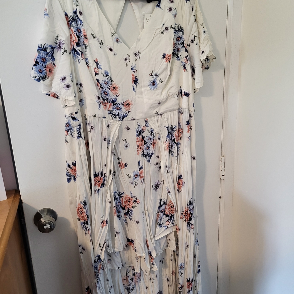 Torrid White Floral High Low Dress